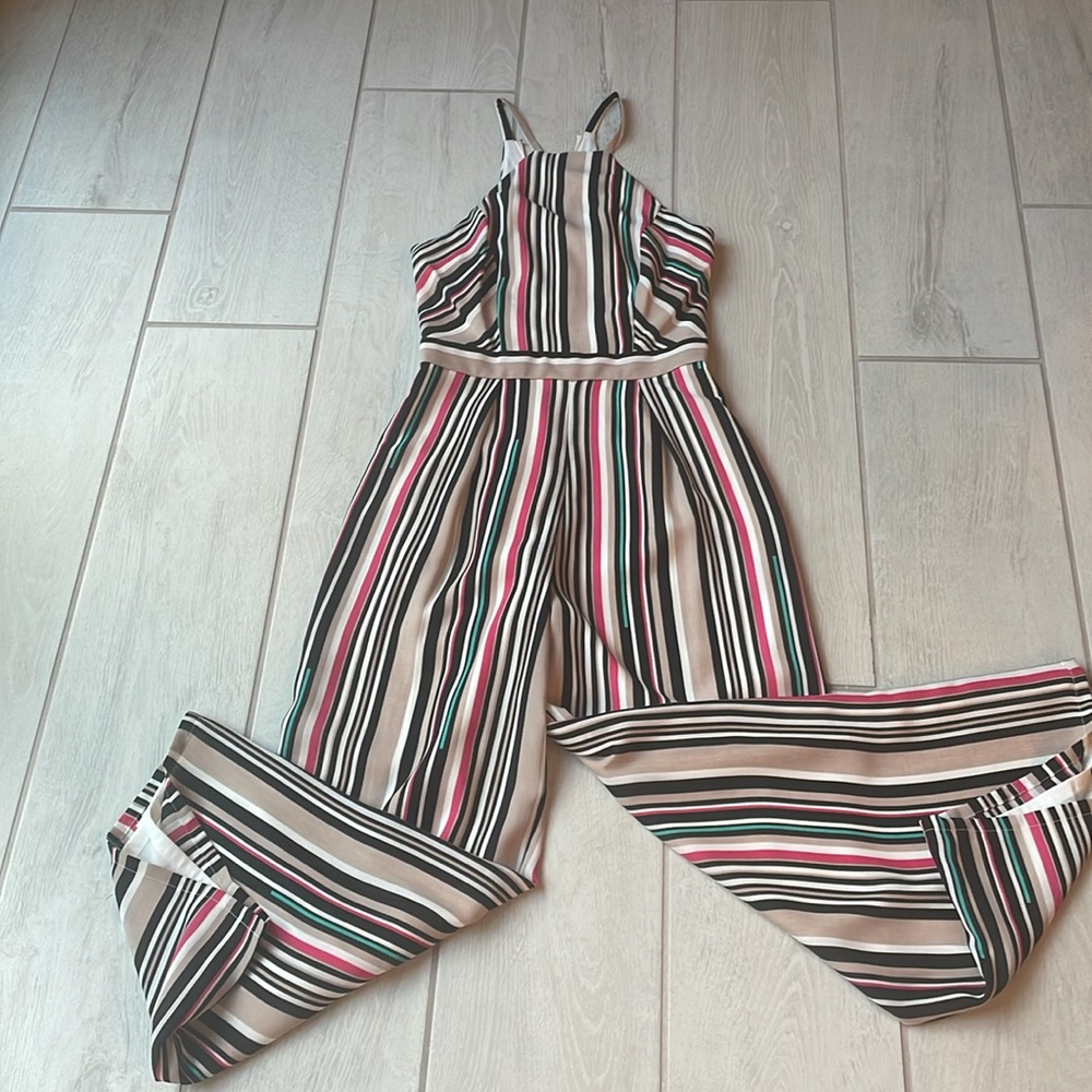 bebe One Piece Sleeveless Jumpsuit in Multi Strip Colors Size 4 - Picture 4 of 10